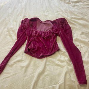 Free People Magenta Velvet Top- XS